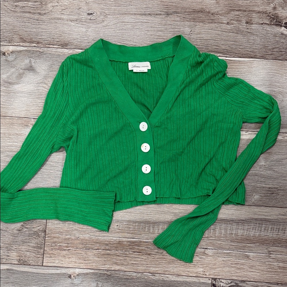 Lovers + Friends Vibrant Green Knit Cardigan